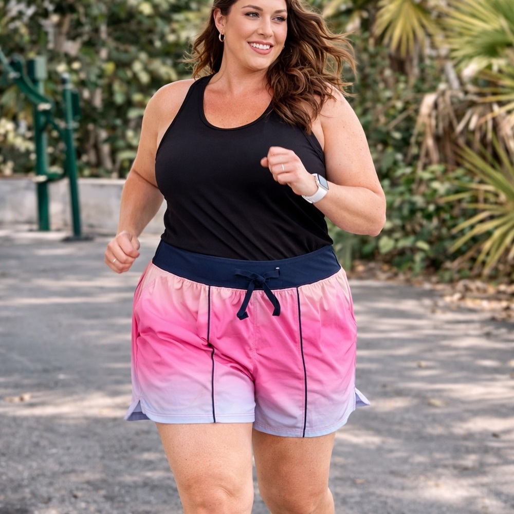 Lane Bryant LIVI Pink Blue Ombre Athletic Shorts Size 18/20 Lightweight Active